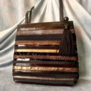 Vintage Shaif Patterned Sling Purse, Brown, Black,